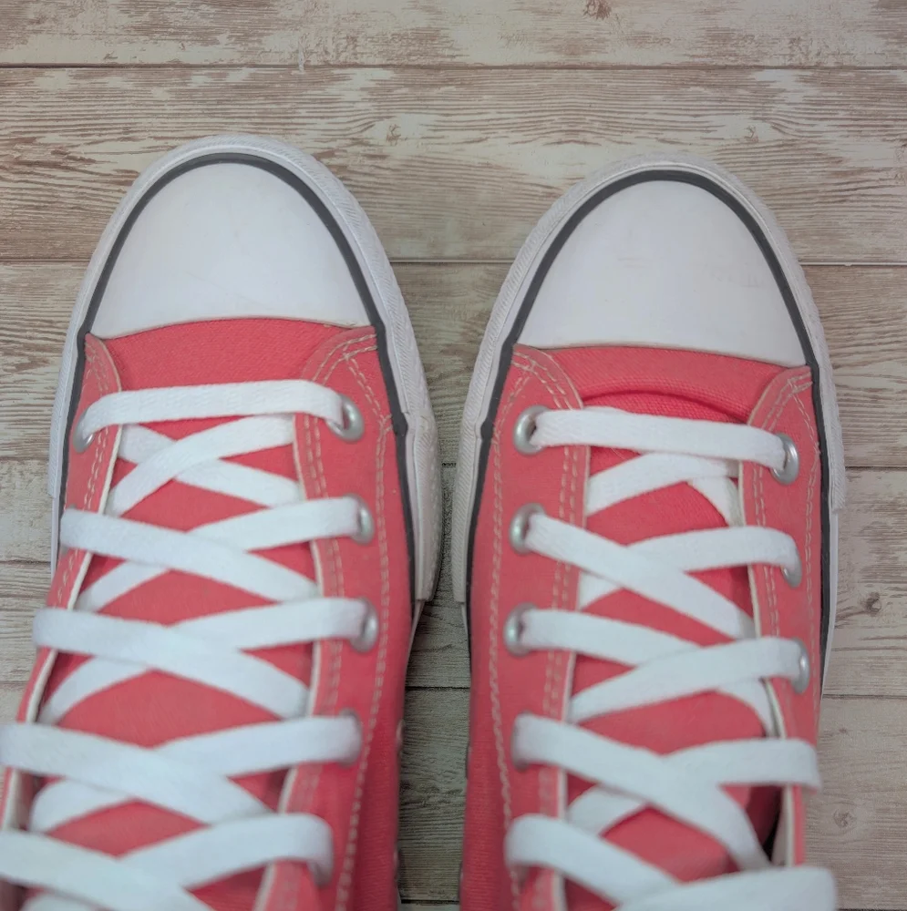 Converse All Star High Top Platform Salmon Pink Sneaker Trainer Shoes Women's 8 - Picture 3 of 13